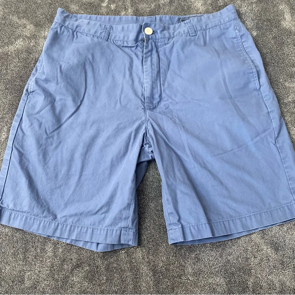 Vineyard Vines 100% Cotton Men's Dusty Blue Flat Front Preppy Style Shorts SZ 34